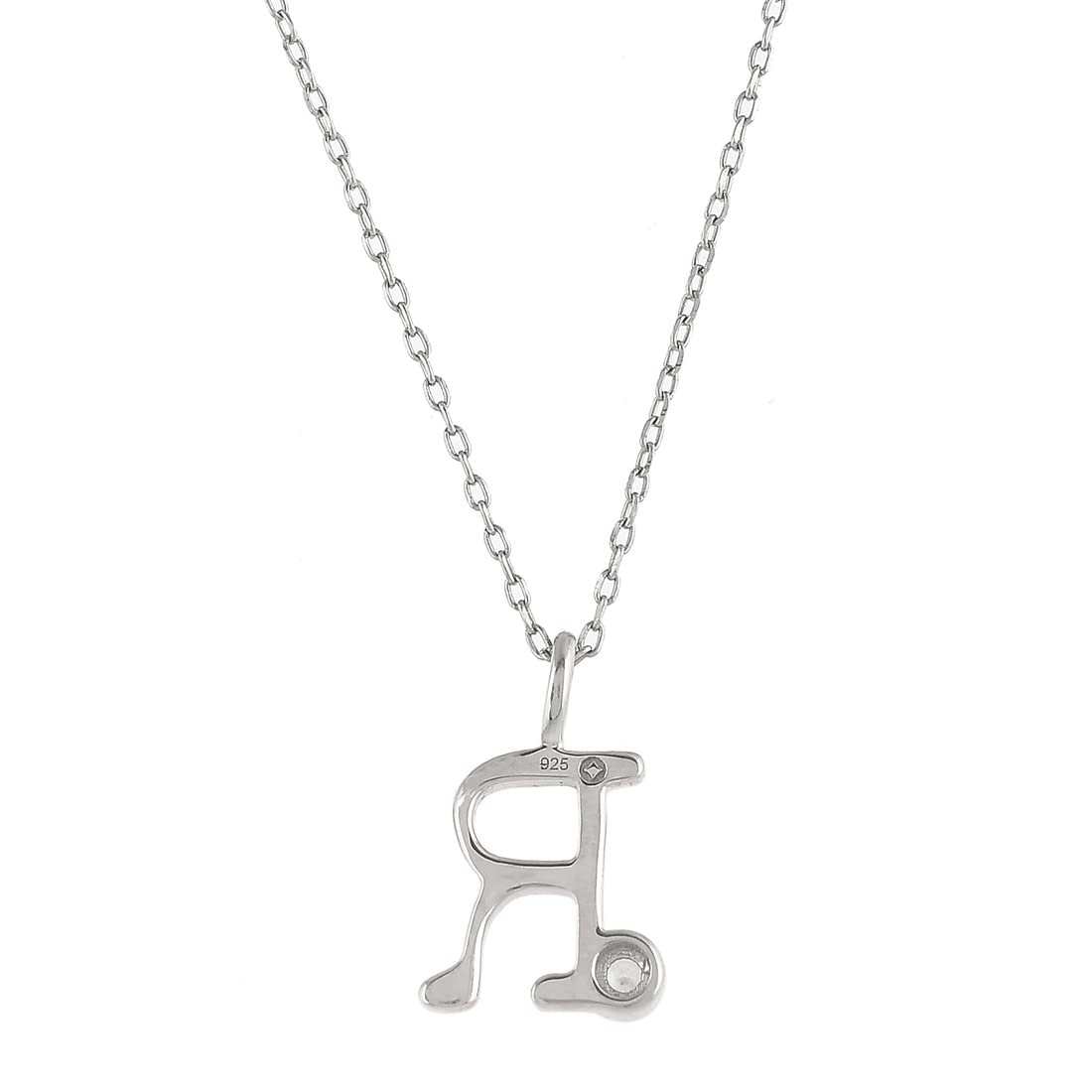 Alphabet R CZ Pendant Round Cut Necklace