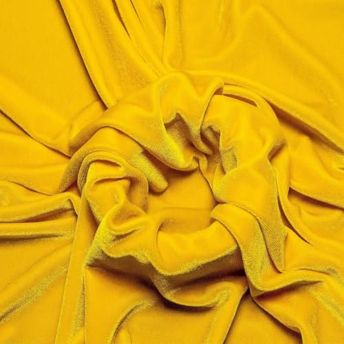 Image of Amazon Brand - Umi 2 Mtr Multi Purpose Velvet Fabric Cloth for Decoration, Trousseau Packing, Party Hall, Bouquet, Gift Packing, Decor, Pooja Room (2 Mtr, Yellow), Solid