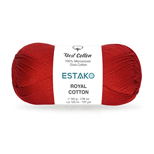 Image of Estako Royal Cotton, 100% Mercerized Giza Cotton Yarn, Soft, Super Fino 1 for Crochet and Knitting 1.76 Oz (50g) / 137 Yrds (125m) (5066)
