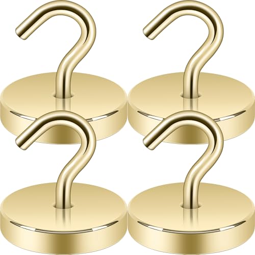 Neosmuk Magnetic Hooks for Cruise Cabins,170lb Heavy Duty,Gold,4 Pack
