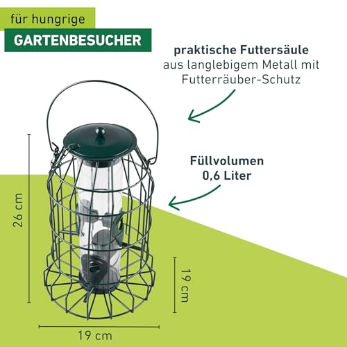 Windhager Vogelfuttersilo mit Räuberschutz, Vogelhaus, Futterhaus für Vögel, Vogelhäuschen, Vogelfutterstation zum Aufhängen, Vogel-Silo, 06514, Anthrazit