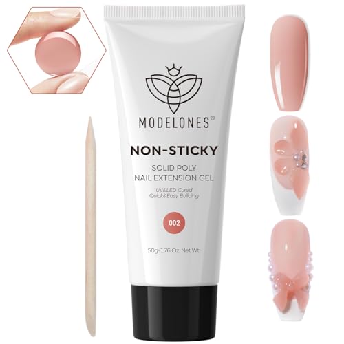Image of modelones Solid Builder Gel for Nails, Poly Nail Gel Extension Non-Sticky Gel Nail Polish Apply Upgraded 3D Art Sculpting Molding Starter-friendly 50g