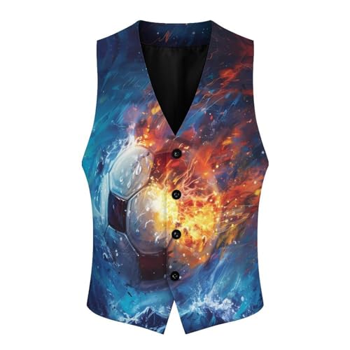 Ice&fire-Soccer Men's Suit Vests Business Formal Dress V-Neck Waistcoat Tops with 2 Pockets4