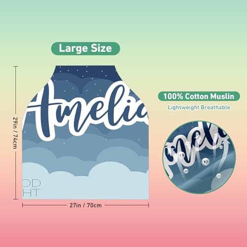 Image of Custom Name Car Seat Canopy - Baby Car Seat Covers, Infant Stroller Cover, Haze Blue Star Carseat Canopy Christmas Birthday Gifts for Girls and Boys
