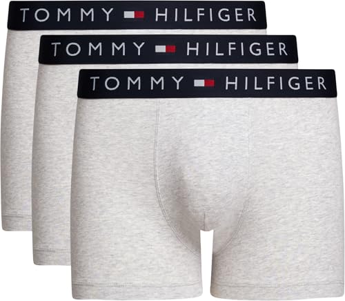 Tommy Hilfiger Herren 3er Pack Boxershorts Trunks Baumwolle mit Stretch, Grau (Grey Htr/Grey Htr/Grey Htr), M – Ansicht 1