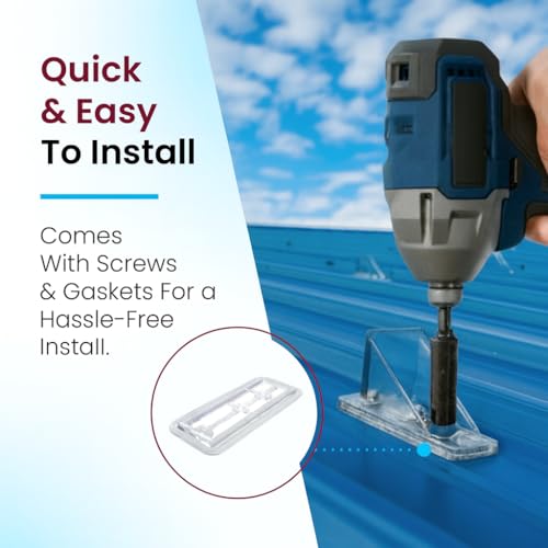 50 Pack Snow Guards for Metal Roofs – with Perfect Seal Gaskets & Screws – Heavy-Duty Polycarbonate Snow Stops Prevent Sliding Snow & Ice – Roof Snow Retention System | Made in USA