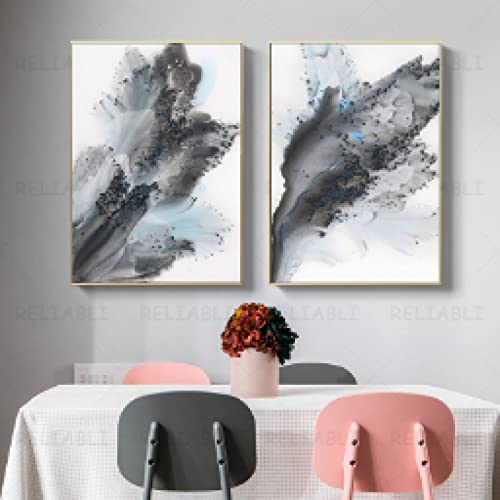 Impression toile salon abstrait vert bleu affiche murale 60x80 - 2