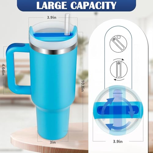 Image of House of Quirk Quencher 1.2 Litre Stainless Steel Double Vacuum Insulated Tumbler with Lid and Straw for Hot and Cold Beverages (Aqua)