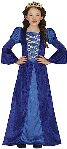 FIESTAS GUIRCA Déguisement Reine Médiévale pour Fille - Déguisement Princesse Bleue pour Enfant 5-6 ans