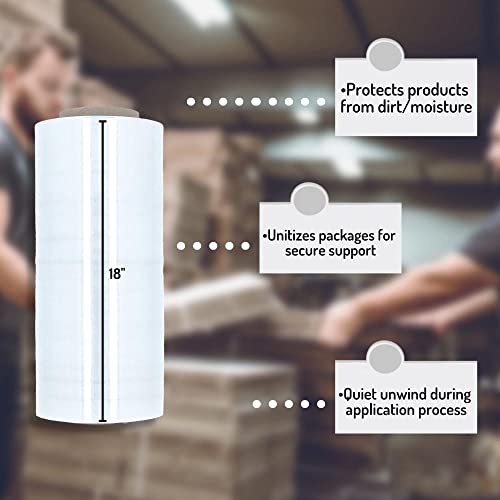 Psbm Stretch Wrap, 4 Pack, 18 Inch X 1500 Feet, 90 Gauge, Clear Plastic Cling, Cast Hand Stretch Film Rolls For Packaging Moving Packing Pallets #TOP4