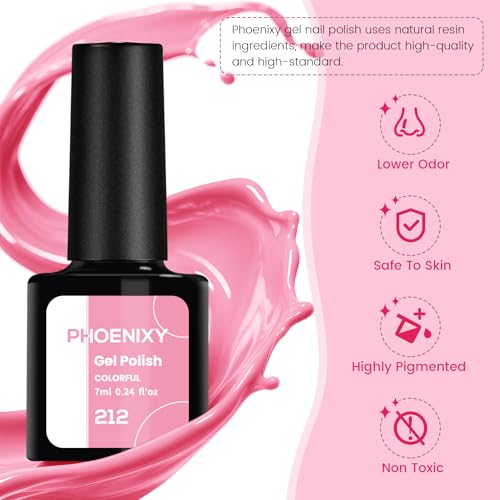 Phoenixy 60Pcs Gel Nail Polish Set, 55 Colours Gel Nail Kits with UV Lamp, Gels Polishes for All Seasons with Base Top Matte Glitter Golden Coat Nails Art Gift Set for Manicure Lovers - Image 6