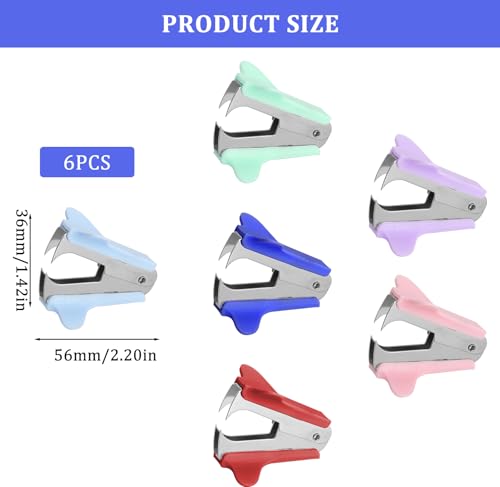 XRVRILE Entklammerer Set 6er Heftklammerentferner Klammerentferner Enthefter Tacker Entferner, Entklammerer Metall Ergonomisch Büro Schule Zuhause, Heftklammern Entferner Komfort Griff Langlebig