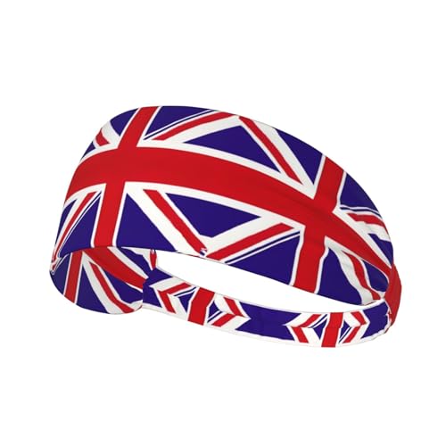 Diadema deportiva ancha con estampado de bandera del Reino Unido para hombres y mujeres, banda de sudor que absorbe la humedad para correr, gimnasio