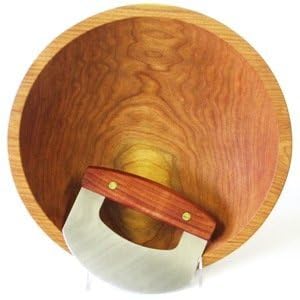 Cherry Wood Chopping Bowl Set – 12 Inch Cherry Bowl & Mezzaluna (Ulu) Knife – Holland Bowl Mill