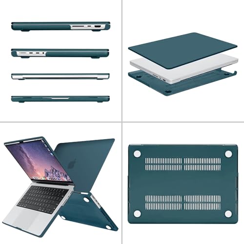 Image of MOSISO Compatible with MacBook Pro 14 inch Case 2025 2024 2023 2022 2021 M5 M4 M3 M2 M1 A3434 A3112 A3185 A3401 A2918 A2992 A2779 A2442, Hard Shell&Keyboard Cover&Screen Film&Pouch,Deep Teal