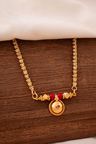 Image of Radha's Creations Women's 1 Gram Gold Plated Copper Mangalsutra with Chain 24 inch and Vati Tanmaniya