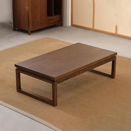 Image of Japanese Floor Table Wooden Low Modern Tatami Tea & Coffee Table Multifunctional Rectangular Wooden Tea Table for Living Room Home (Dark Brown)