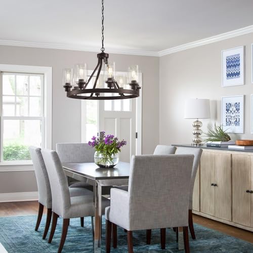 8-Light-Farmhose-Chandelier-for-Dining-Room-Light-Fixture-Oil-Rubbed-Bronze-Kitchen-Pendant-Light-Round-Rustic-Ceiling-Hanging-Lighting-with-Glass-Globes-Adjustable-Height-Metal-E26 8 Light Farmhose Chandelier for Dining Room Light Fixture Oil Rubbed Bronze Kitchen Pendant Light Round Rustic Ceiling Hanging Lighting with Glass Globes Adjustable Height Metal E26