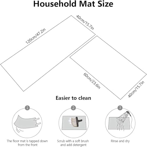 Image of Anti Fatigue Kitchen Floor Mat Set, 2 Pcs Non Slip Cushioned Runner Mats for Standing, Sink & Cooking Area, Easy Clean Comfort Mats for Kitchen Floor, Blue Spoon Design