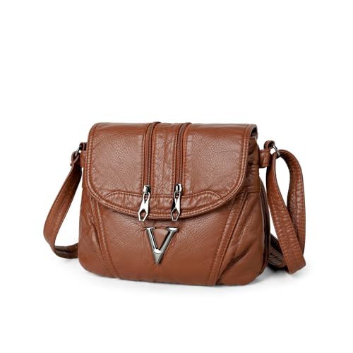 Sac en cuir synthétique souple multi-poches avec sangle réglable et zips fluides
