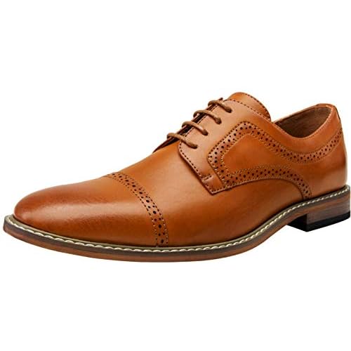 Vostey Men's Dress Shoes Classic Formal Business Cap Toe Wingtip Oxfords Lace Up Derby Shoes