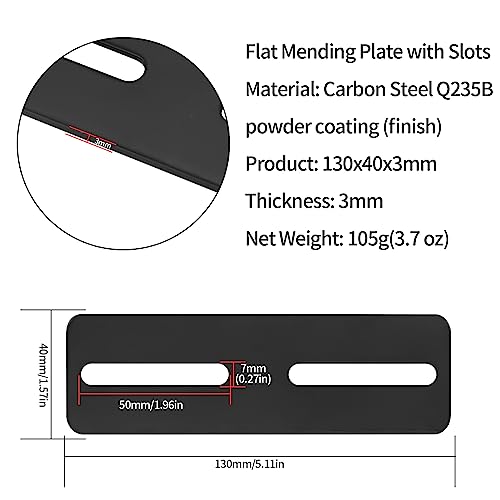 Set of 6 Adjustable Flat Connectors, Flat Repair Plates with Slots, Metal Wood Connectors, Connection Plate - Image 2