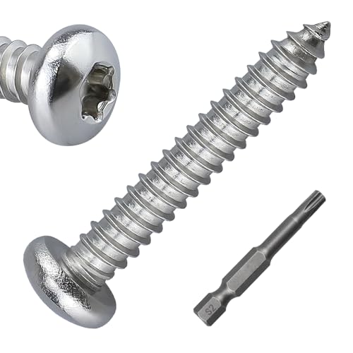 100 tornillos Torx autoperforantes cabeza pan #6 x 1-1/4 acero inoxidable miniatura 1
