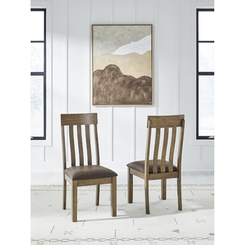 Image of Signature Design by Ashley Vallister Classic Faux Leather Upholstered Dining Chair, Set of 2, Dark Brown