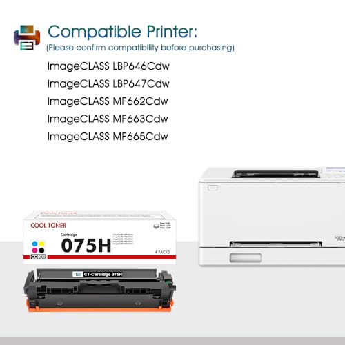 075H 075 CRG075H CRG-075H Toner Cartridge Set: Kompatibel für Canon 075 075H ImageCLASS MF662Cdw MF663Cdw MF665Cdw LBP646Cdw LBP647Cdw (Schwarz Cyan Gelb Magenta, 4-Pack)