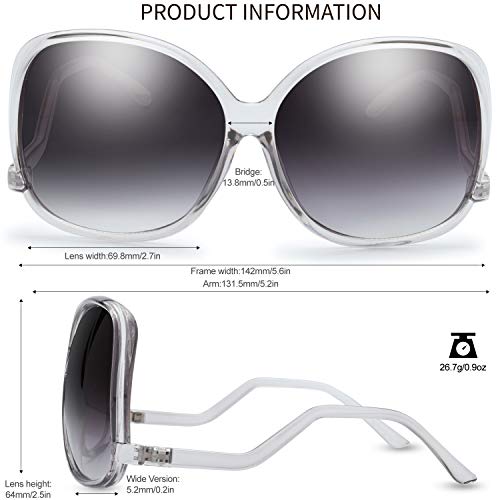 Image of The Fresh Women's Oversized Square Jackie O Cat Eye Hybrid Butterfly Fashion Sunglasses - Exquisite Packaging