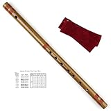 Japanese Shinobue Flute 7/8 Hon Handmade Bamboo Flute Musical Instrument (8Hon with Red Line)