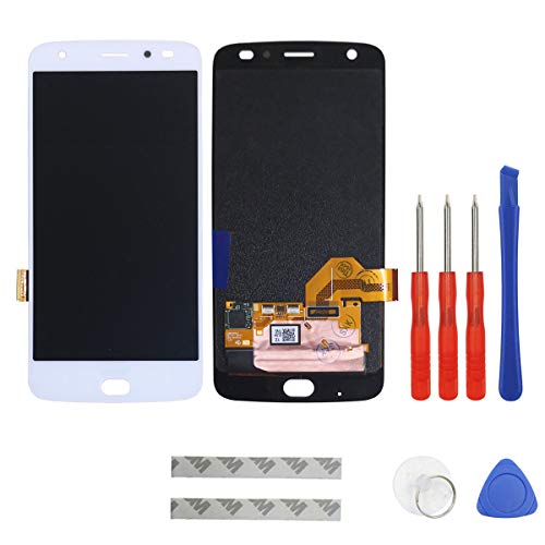swark P-OLED Compatible with Motorola Moto Z2 Force XT1789 5.5-Inch Touch Screen Display LCD Front Panel + Tools (White)
