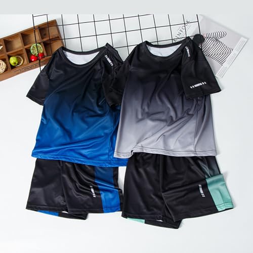 Kids Athletic Outfit Boys Moisture-Wicking T-Shirt and Shorts Set for Sports Workout Training Blue 11-12 Years4
