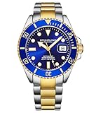Stuhrling Original Herren-Taucheruhr, Schweizer Uhrwerk, Edelstahlarmband, wasserdicht bis 100 m