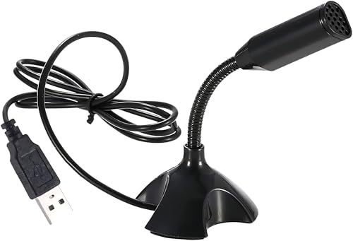 BLAPSURO Mini USB Microphone for Desktop Computer and Laptop,Portable USB Condenser Mic With Adjustable Stand,Compatible with PC/Mac,Plug & Play,Ideal for Meeting,Online Class,Games,Remote work(Black)