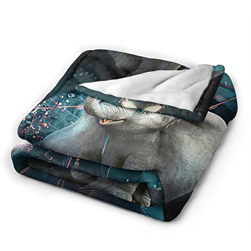 Fantasy Elephant Butterfly Blanket Elephant Gifts For Women Girls Super Warm Soft Cozy Elephant Throw Blanket Plush Flannel Blanket For Kids Adults Bed Birthday Gifts 40"X50" #TOP2