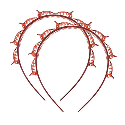 Double Bangs Hairstyle Hairpin, Double Layer Twist Plait Headband Hair Tools, Multi-layer Hollow Woven Headband with Alligator Clip for Fashionable Girl Knitting Hair (Brown)