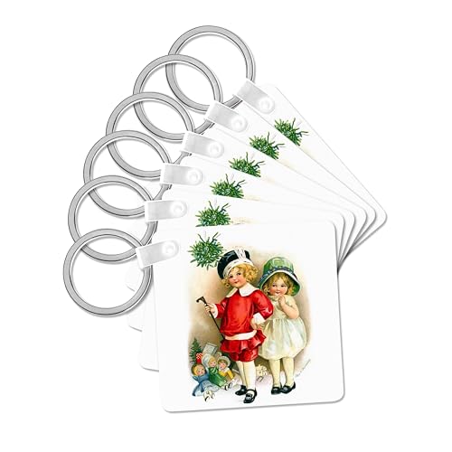 3dRose, Clapsaddle – Boy and Girl with Toys, set of 6 Key Chains