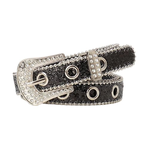 Cyni Girl Glittered Waistband Grommet Buckle Belt For Jeans Dress Nightclub Girls Modern Jeweled Waistband Rhinestones Bel