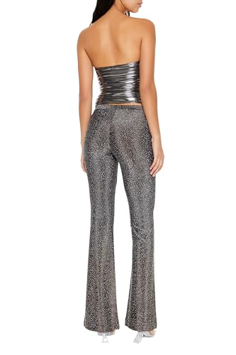 Forever 21 Women's Glitter High-Rise Flare Pants4