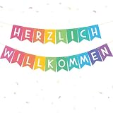 COMOOKA Herzlich Willkommen Girlande Deko Banner Bunt Willkommen Zuhause Zurück Kollegin Einschulung Deko Schulanfang Büro Klassenzimmer Umzug Welcome Baby Babyparty Deko