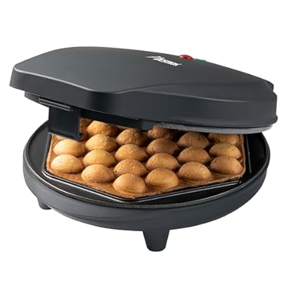 Bestron Bubble-Waffeleisen, Waffelmaker für Bubble Waffeln zum Befüllen mit Eis, Schokolade oder Obst, mit Backampel & Antihaftbeschichtung, 700 Watt, Farbe: Mattschwarz