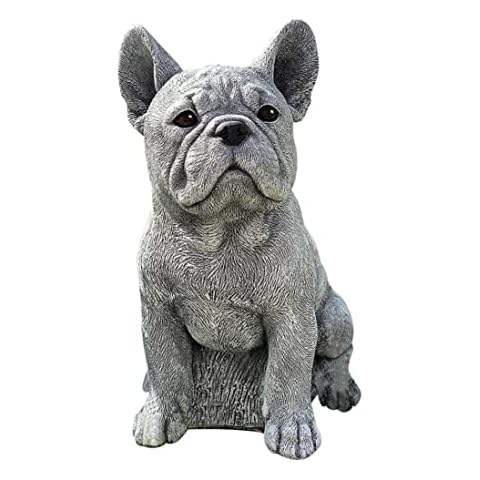 NOPEILVI Garden Dog Statue Ornament Realistic Resin Animal Sculpture Realistic French Bulldog Polyresin Statue For Flower Beds Indoor Outdoor Lawn Garden Decor Sculpture French Bulldog Statue,Dog Cover