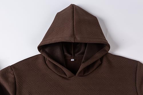 MAXJON Men's Hooded Sweatshirts For Men Long Sleeve Knitted Geometric Texture Casual Fleece Pullover Hoodies4