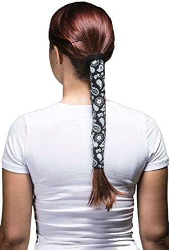 Pony Tail Hair Wrap Black Paisley
