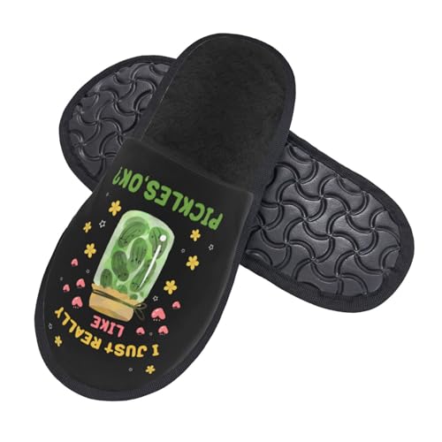 I Just Really Like Pickles Unisex House Slippers Slip On Shoes Indoor Outdoor Furry Scuff Slippers with Wide Widths Cozy Gifts for Women Mom2