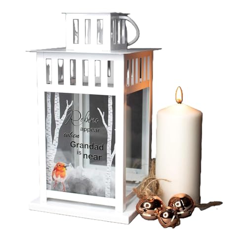Image of Remembrance Candle Holder Lantern robins appear when loved ones are near personalised