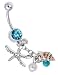 Silver Bellyring / Navel / Bellybutton Piercing / Bananabell With Pearls / Beads and Starfish