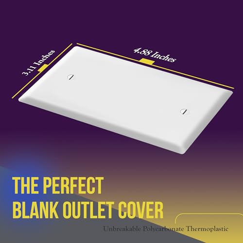 Image of ENERLITES 5 Pack Mid-Size Blank Wall Plate Cover, No Device, 1-Gang, White | Medium size 4.88 inch x 3.11 inch, cover unused electrical box /outlet /switch, unbreakable polycarbonate, UL-listed, easy to install
