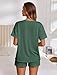 Ekouaer Womens Pajama Sets Short Sleeve Lounge Sets 2 Piece Pjs Tops and Shorts Outfits Matching Loungewear with Pockets Forestgreen